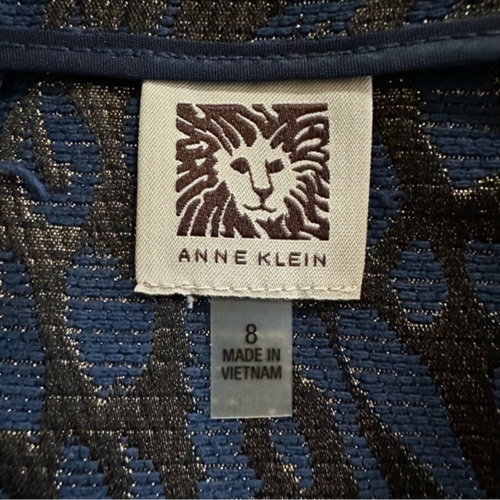 Anne Klein Navy Blue Metallic Shimmer Animal Print Skirt Women’s 8 - Picture 2 of 8